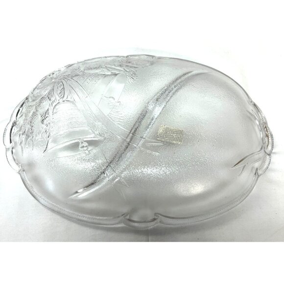 Mikasa Crystal Christmas Holiday Oval Platter With Embossed Holly & Bell Design - Picture 6 of 9